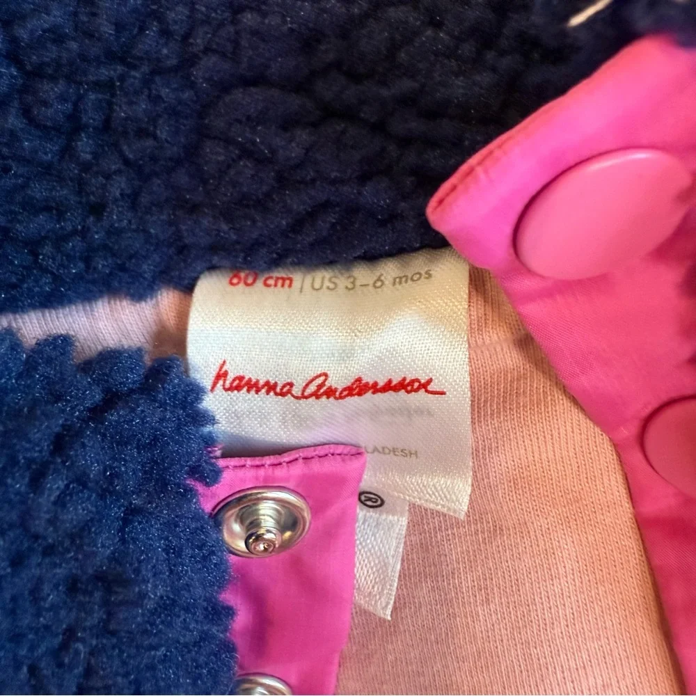 HANNA ANDERSSON Baby Warm Pink Faux Shearling One Piece 3-6 Months - Picture 4 of 5